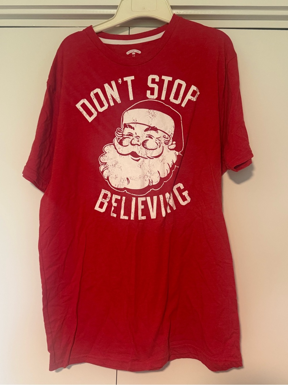 Don't Stop Believing Red Holiday Graphic Tee